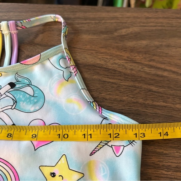 ❤️ Children's Place 10/12 Uni-mermaid Swim Top With Rainbow Back Straps - Picture 6 of 8